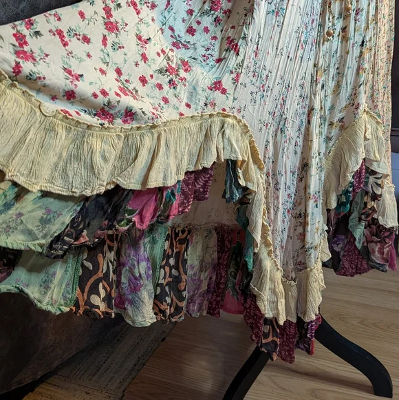 Floral Bohemian Skirt Western Swing Elastic Waist - Picture 8 of 13